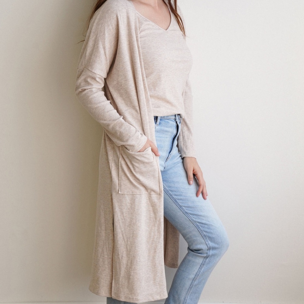CJ’s Favorite Ribbed Cardigan in Oatmeal